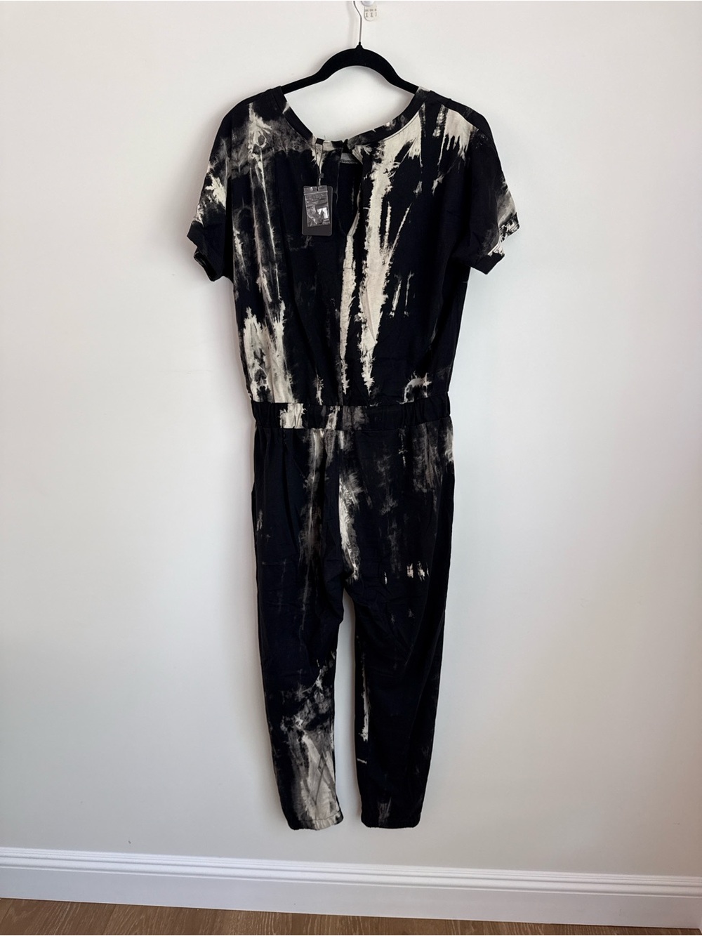 Fate Black & White Short Sleeve Tie-Dye Jumpsuit